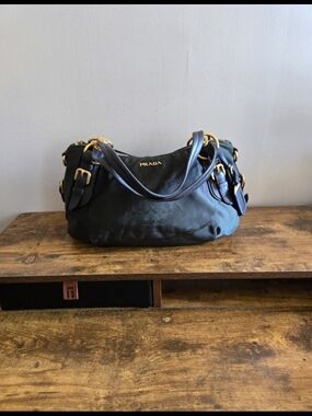 Prada Black Soft Leather Shoulder Bag